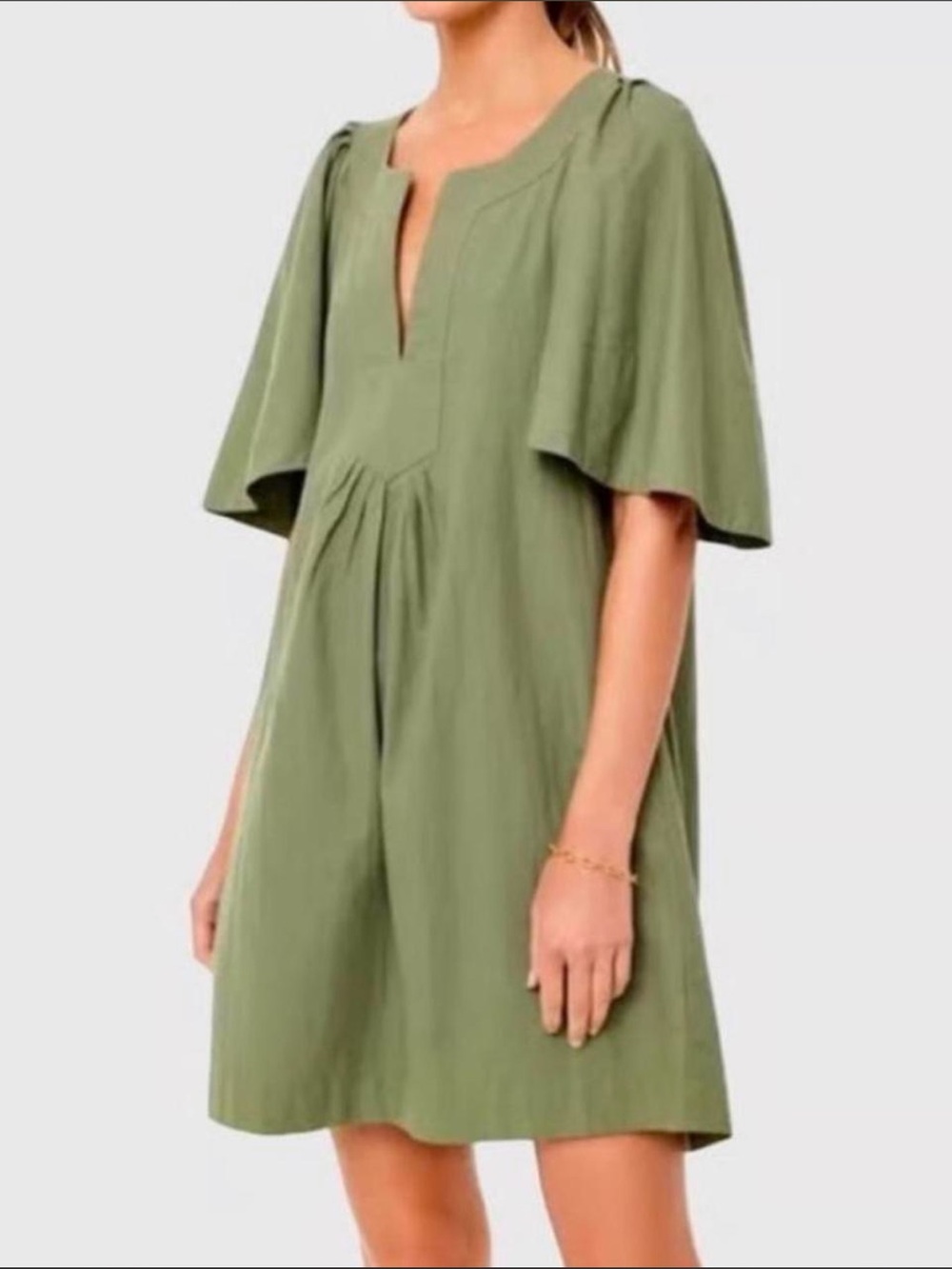 Pomander Place Tuckernuck Sage Green V Neck Mini Dress
